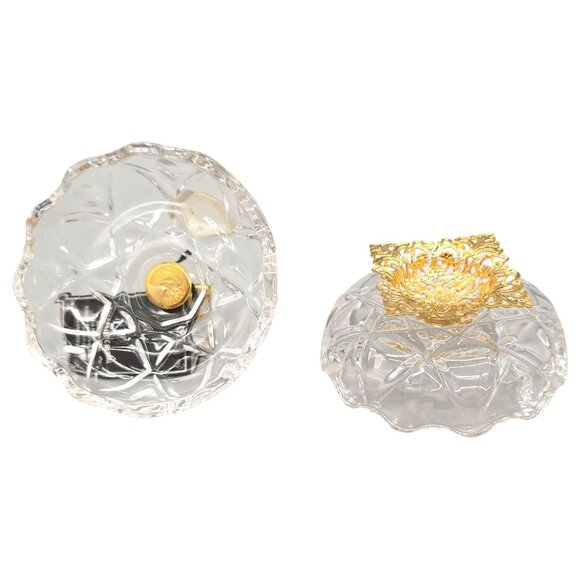 Killarney Crystal Ireland 22K Gold Trinket Dish w/ Emerald Heart Claddagh Accent - Picture 9 of 16